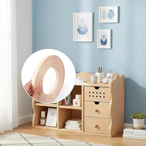 Miniatura 6 de Bandas de borde de abedul de 12 pulgada x 50 pies para planchar en bordes de chapa de madera, banda de borde de chapa de abedul para planchar, cinta