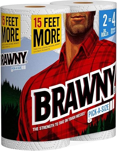 Miniatura 2 de Toallas de papel Brawny, 2 rollos XL, Pick-a-Size, 2  4 rollos regulares