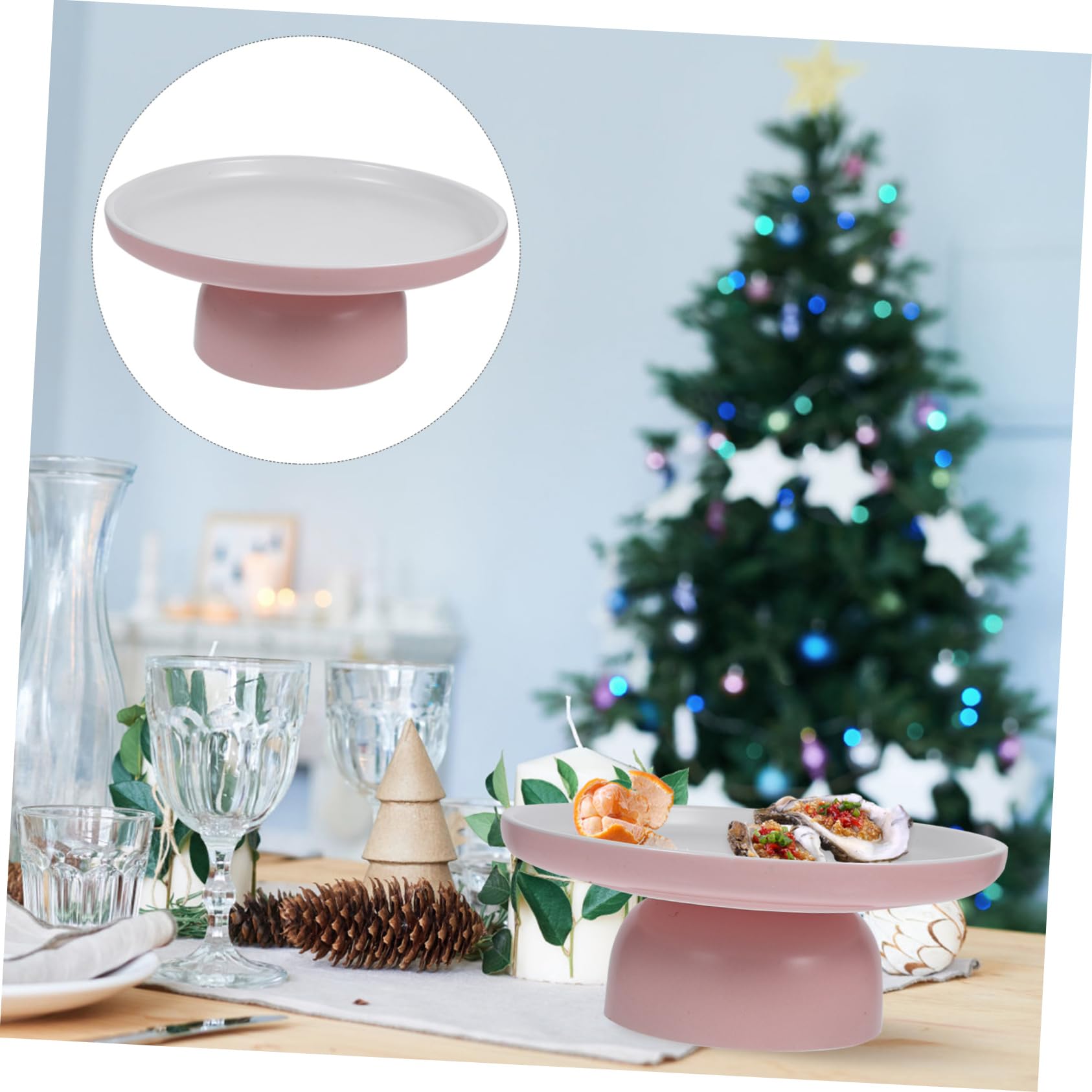 Tortenplatte Porzellan mit Fuß Stabile Breite Basis Glatte Oberfläche Eleganter Servierteller für Kuchen Obst Dessert und Tischdeko