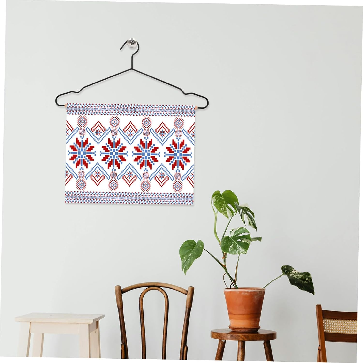 DOITOOL 3pcs Fabric Display Hanger Wood and Metal Craft Storage Rack for Needlework Sewing and Embroidery Stylish Home and Exhibition Organizer