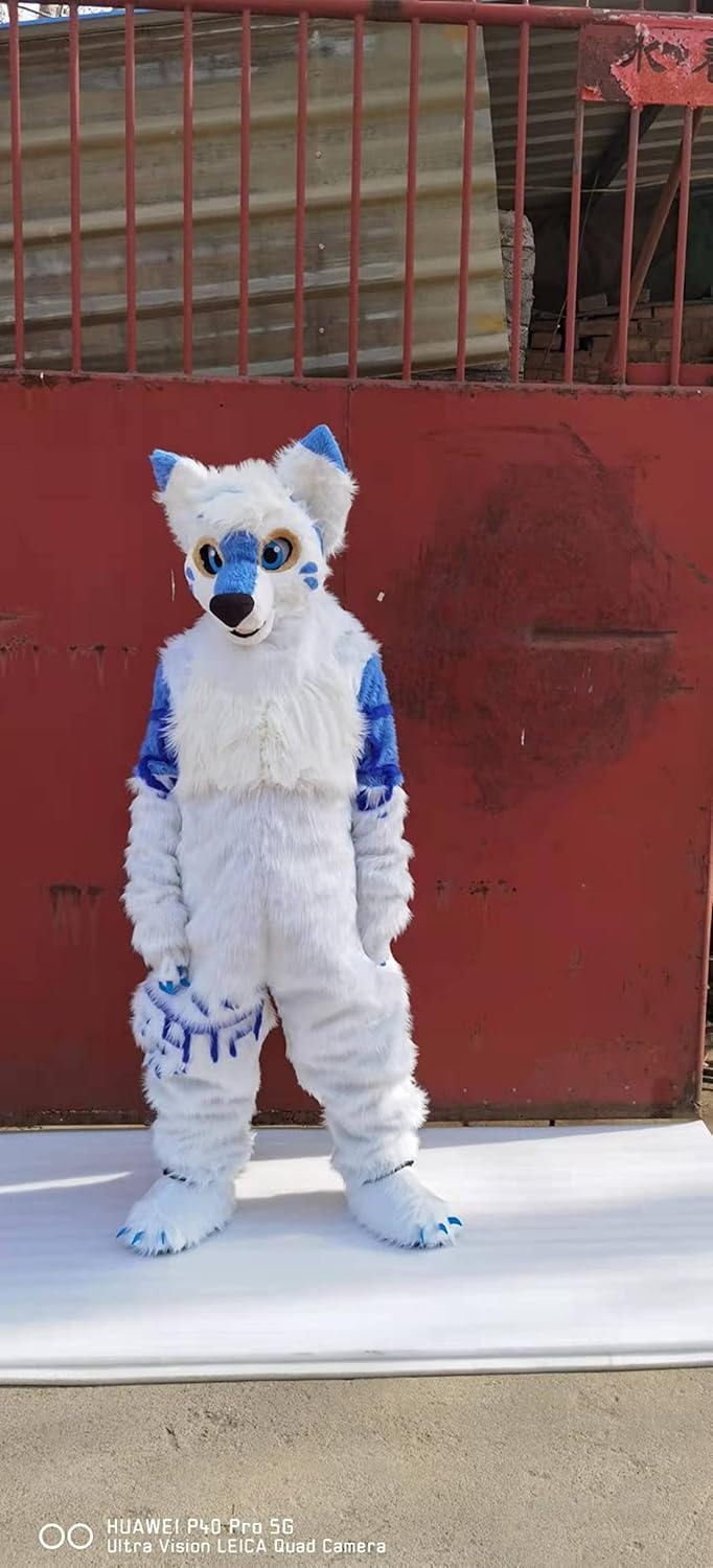 White Huksy Dog Fursuit Fullsuit Costumes Full Furry Suit Furries Anime Costume