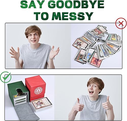 Miniatura 6 de Infinity Guard Caja de cartas para MTG, Magic Commander Deck Box se adapta a más de 200 tarjetas sin fundas para tarjetas comerciales TCG CCG (verde)