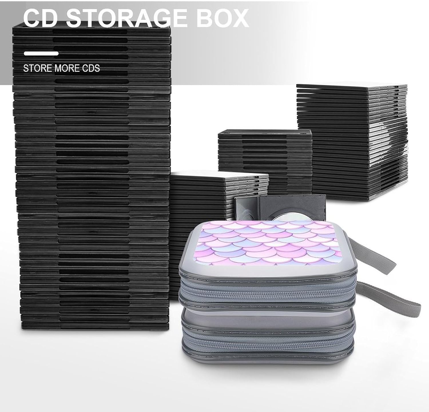 Pinkpurple Fish Scales Protective CD Case Storage Rack 40 Capacity DVD Holder Organizer Car Travel