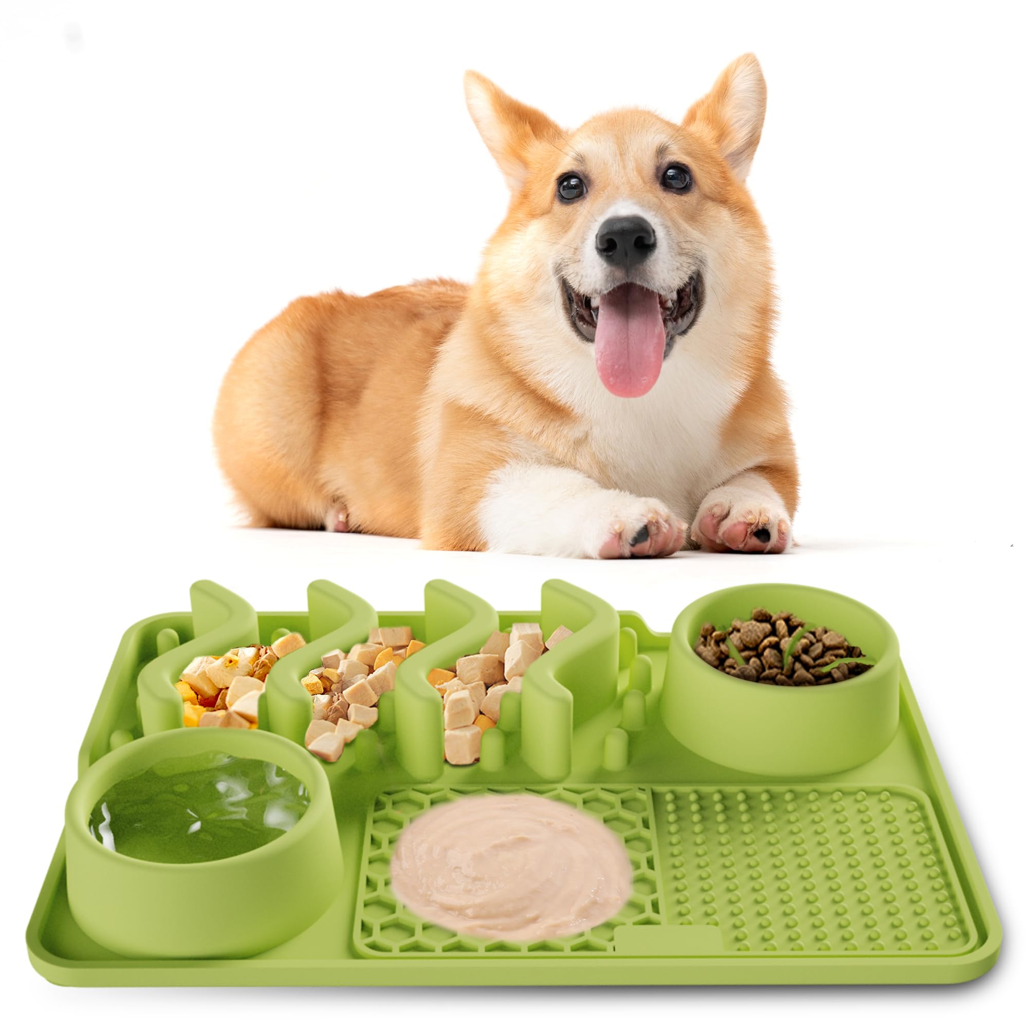 Dog Pet Licking Mat — Bite Resistant, Non-Slip, Anti-Choking, Slow Feeder Barrier Design, Even Edge Pet Licking Pad Pet Supply