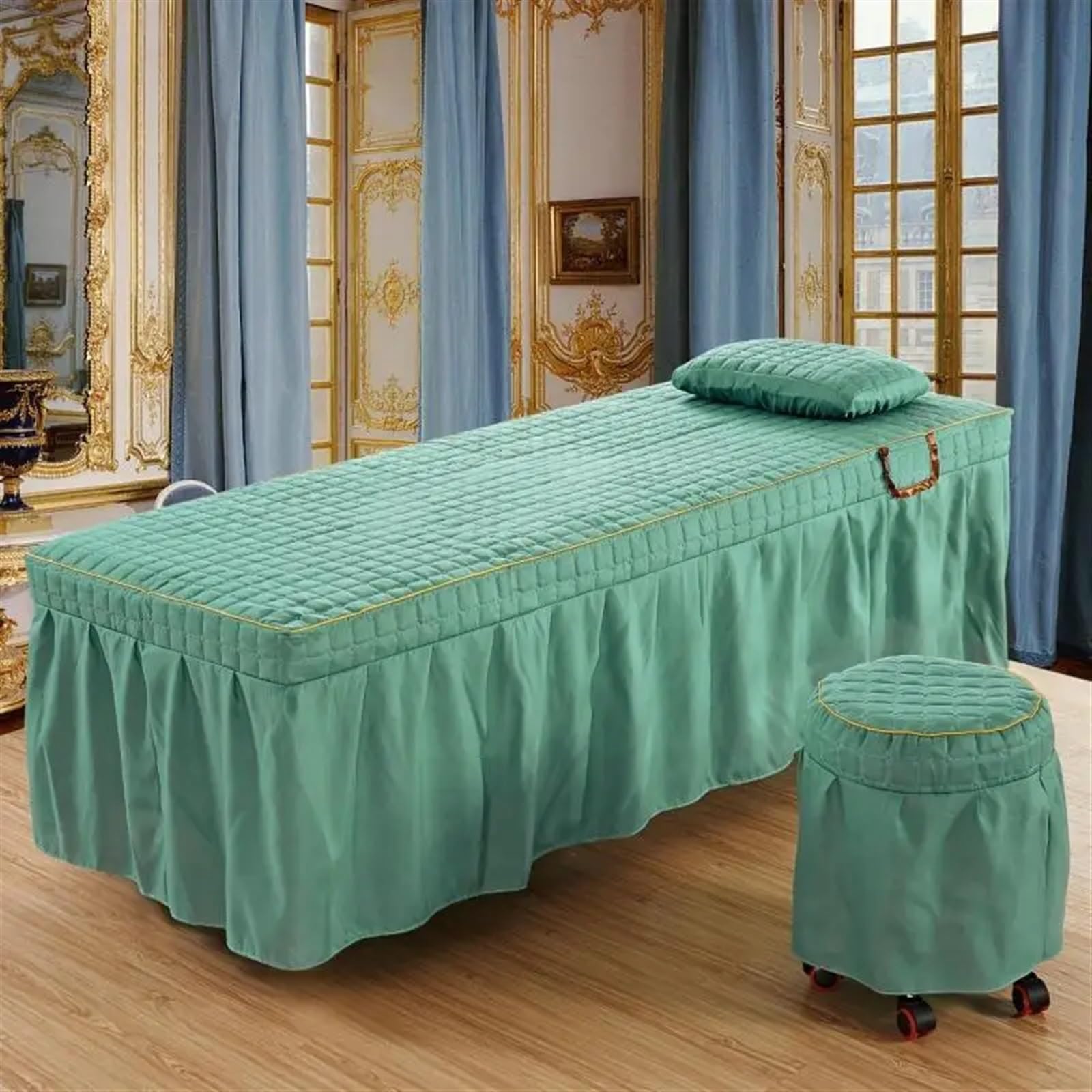 Sabanas Camilla Masaje Sábana de salón belleza, 5 piezas, falda cama corta, colcha con orificio, funda for masaje corporal(Pink,190cm x 70cm)