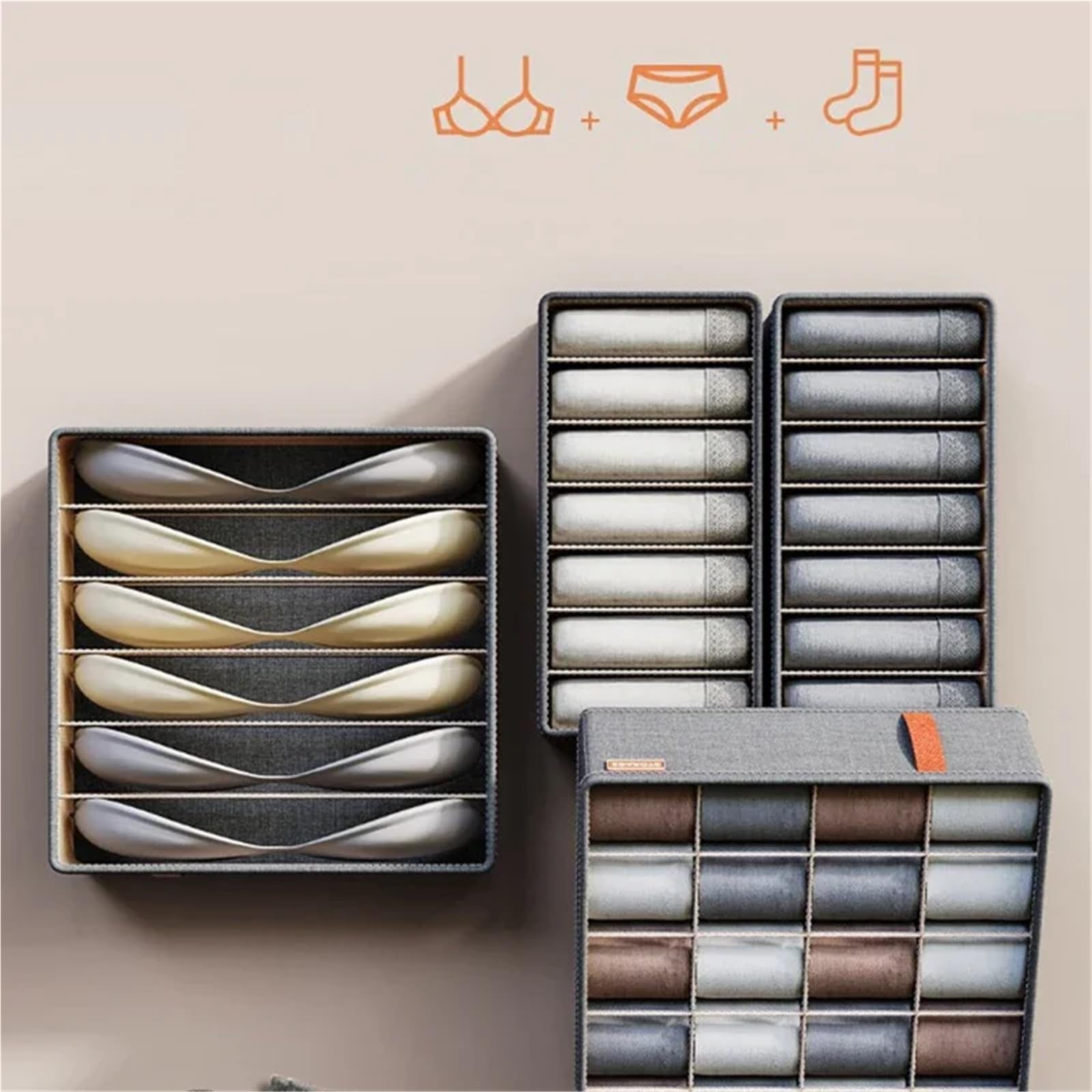 Armario for dormitorio, cajón, organizador de ropa interior, calcetines, sujetador, cajas almacenamiento, armario, pantalones(3PCS-SET6)