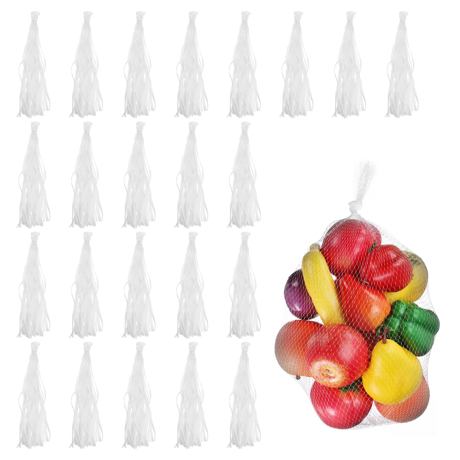 uxcell 150pcs Egg Hatching Bags, 20 Inch Mesh Nylon Netting Reusable Produce Mesh Bags Strong Stretchable Plastic Seafood Boil Bags for Fruits