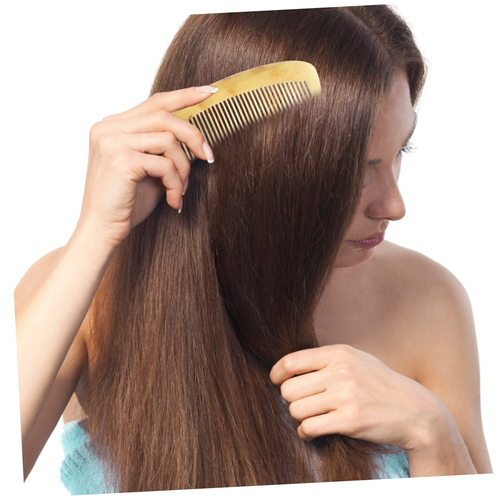 Peine De Cuerno Antiestático Natural Para Mujeres Peine De Cuerno Portátil Para Alisar El Cabello y Prevenir Caída Baño o Dormitorio