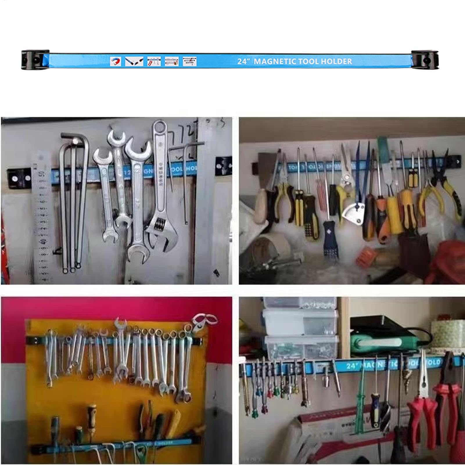 Portaherramientas magnético, soporte magnético para herramientas | Soporte de pared para organizador de herramientas eléctricas, barra magnética para organización de garaje, tira de herramient
