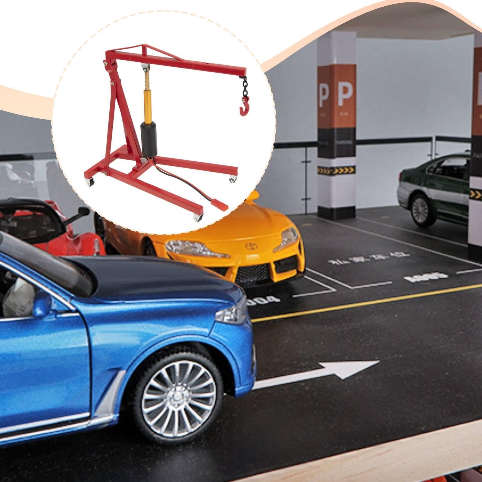 kowaku RC Gru Motore Sollevamento Accessori Modellismo Garage in Lega per Simulazione Manutenzione Auto Telecomandate Adatto a Esposizione, Rosso