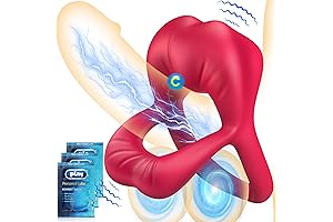 Vibrating Cock Ring with Lip Clitoris Stimulator for Fun-Filled Shower Play