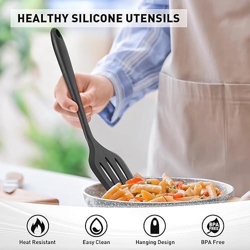 Miniatura 2 de Duxtop Juego de utensilios de cocina de silicona, 3 piezas, utensilios de cocina resistentes al calor de 400 F para utensilios de cocina