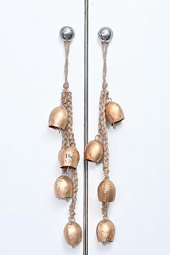 Miniatura 9 de Campanas colgantes de latón rústico con cuerda de yute, hechas a mano, cuerda de yute Shabby Chic Decoración, Campanas colgantes de latón - Campanas