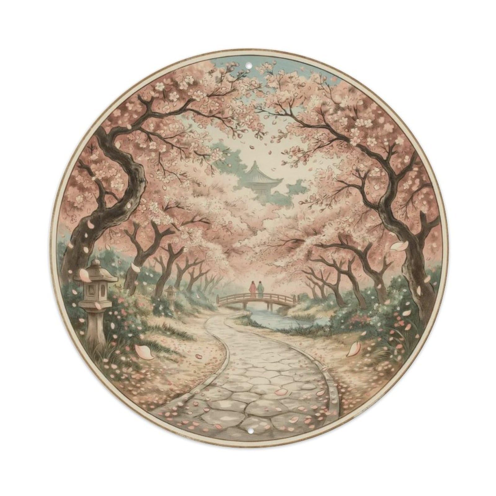 Vintage Cherry Blossom Metal Tin Sign Plaque