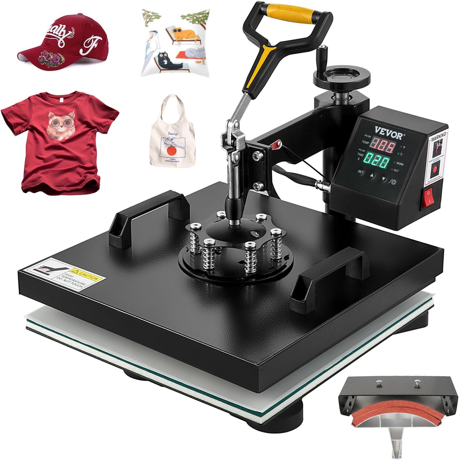 VEVOR 15x15 Heat Press Machine 2 in 1 Combo, 360° Swing Away Digital Tshirt Press