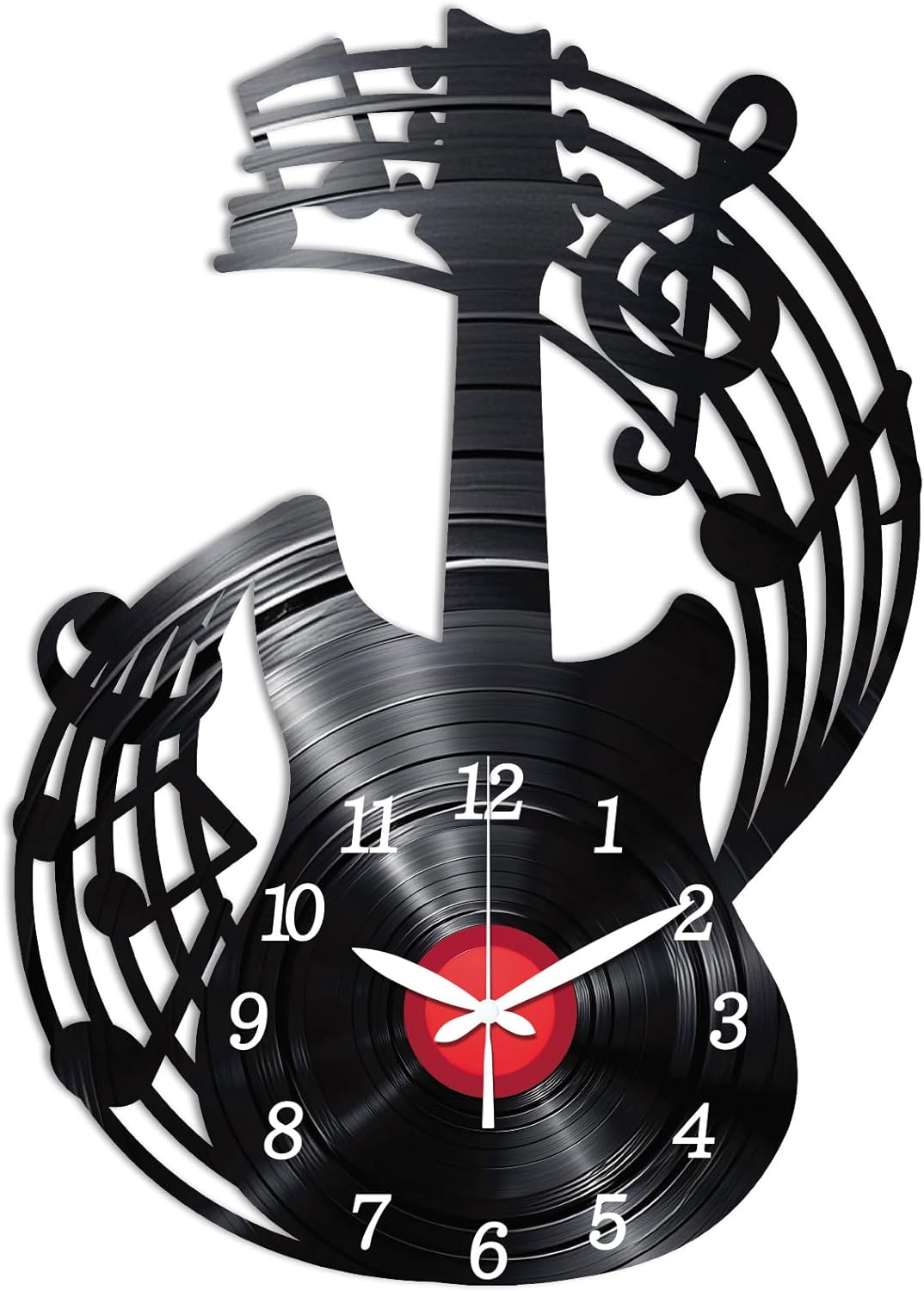 CHGCRAFT Musical Note Pattern Wall Clock 15.5 Inch Tune Non-Ticking Irregular Shape Clocks Wall Hanging Clock Battery Operated for Bedroom Living Room Kitchen Office