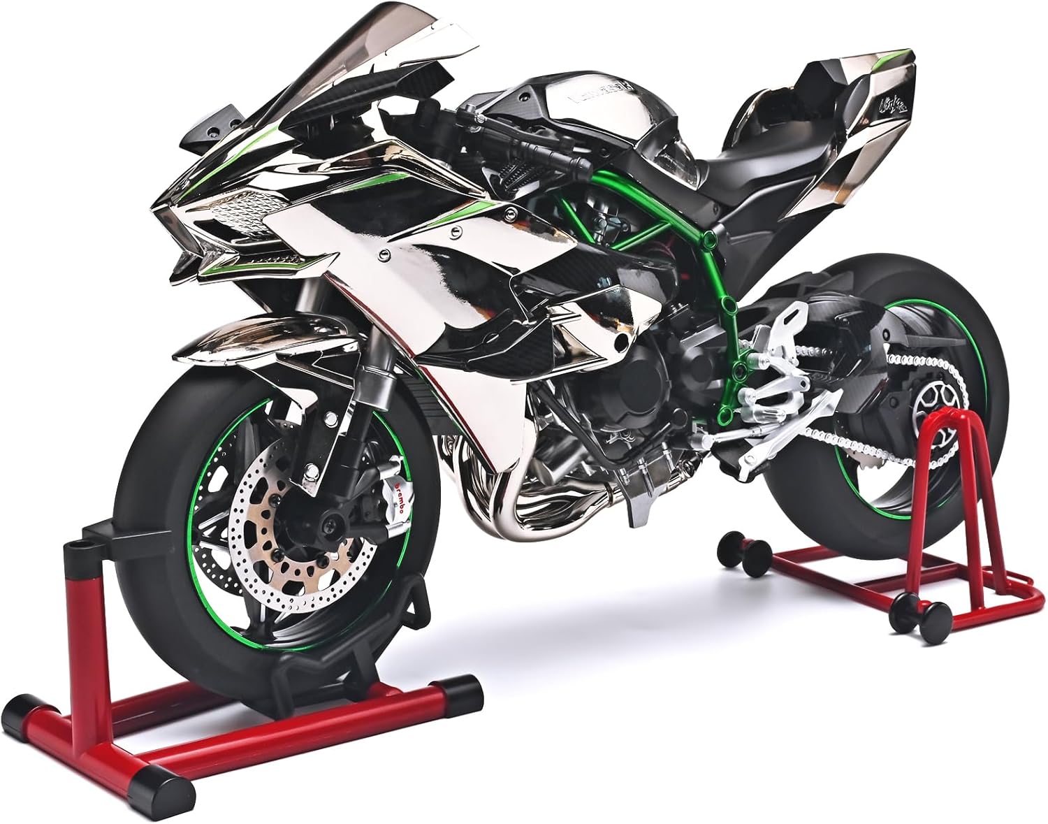 RZAPE Die Cast Motorcycle 1:6 Scale for Kawasaki H2R Motorcycle Alloy Racing Motorcycles Model Power Kawasaki Ninja H2R Toy Motorcycles Collection H2R Kawasaki Model Motorcycles（Silver）