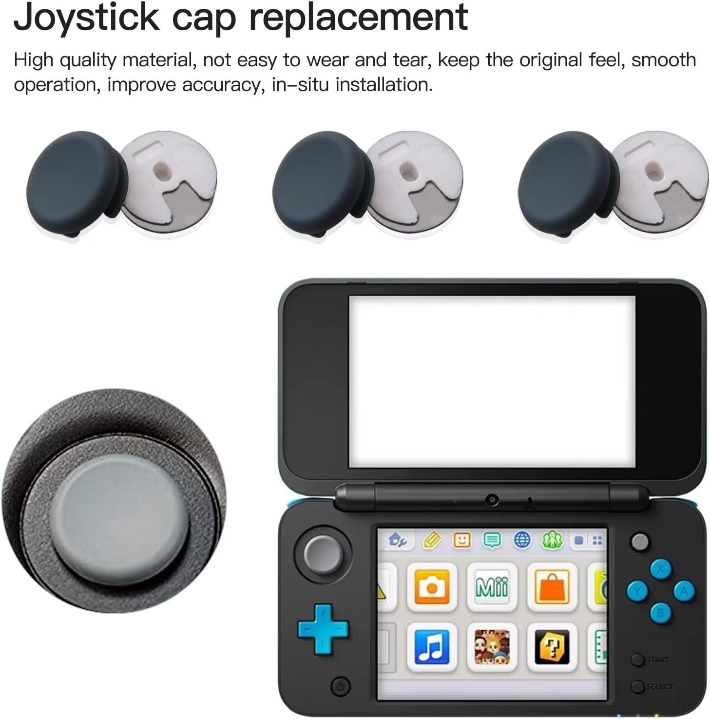 6 Pcs Upgraded Analog Joystick Rocker Cap Thumb Stick Grip Cover Controller Circle Pad Button Repair Part for New 3DS XL
