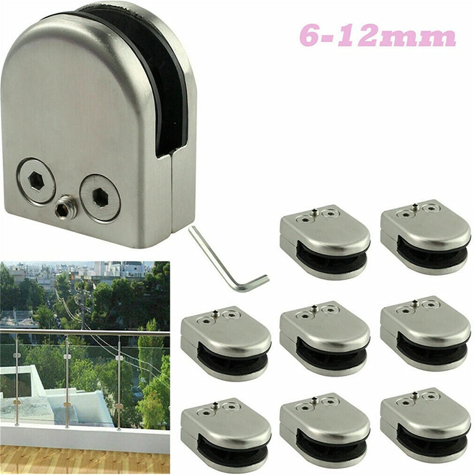 Conectores de vidrio 4/8 Uds. Soportes de soporte for estantes redondos abrazaderas Clips for tornillo ajustable acrílico de madera de vidrio de 6-12mm(8pcs L)