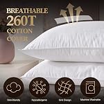 SHERWOOD Hotel Collection Pillows with Luxury Down Alternative Filling and 260 TC Cotton Cover (White Grid, King 20x36 inch)
