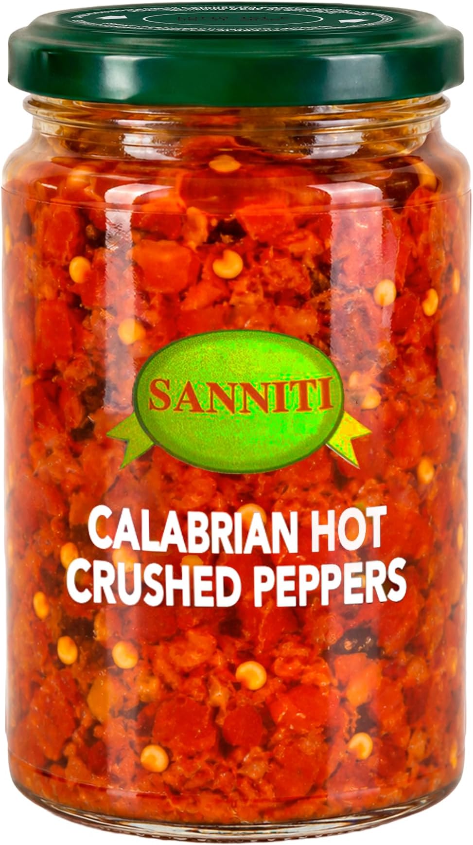 Sanniti Crushed Italian Calabrian Chili Peppers, 10 oz | Authentic Imported Calabrian Peppers | Bold, Spicy & Savory Condiment | Perfect for Pizza, Pasta, Sandwiches, Marinades & Italian Recipes
