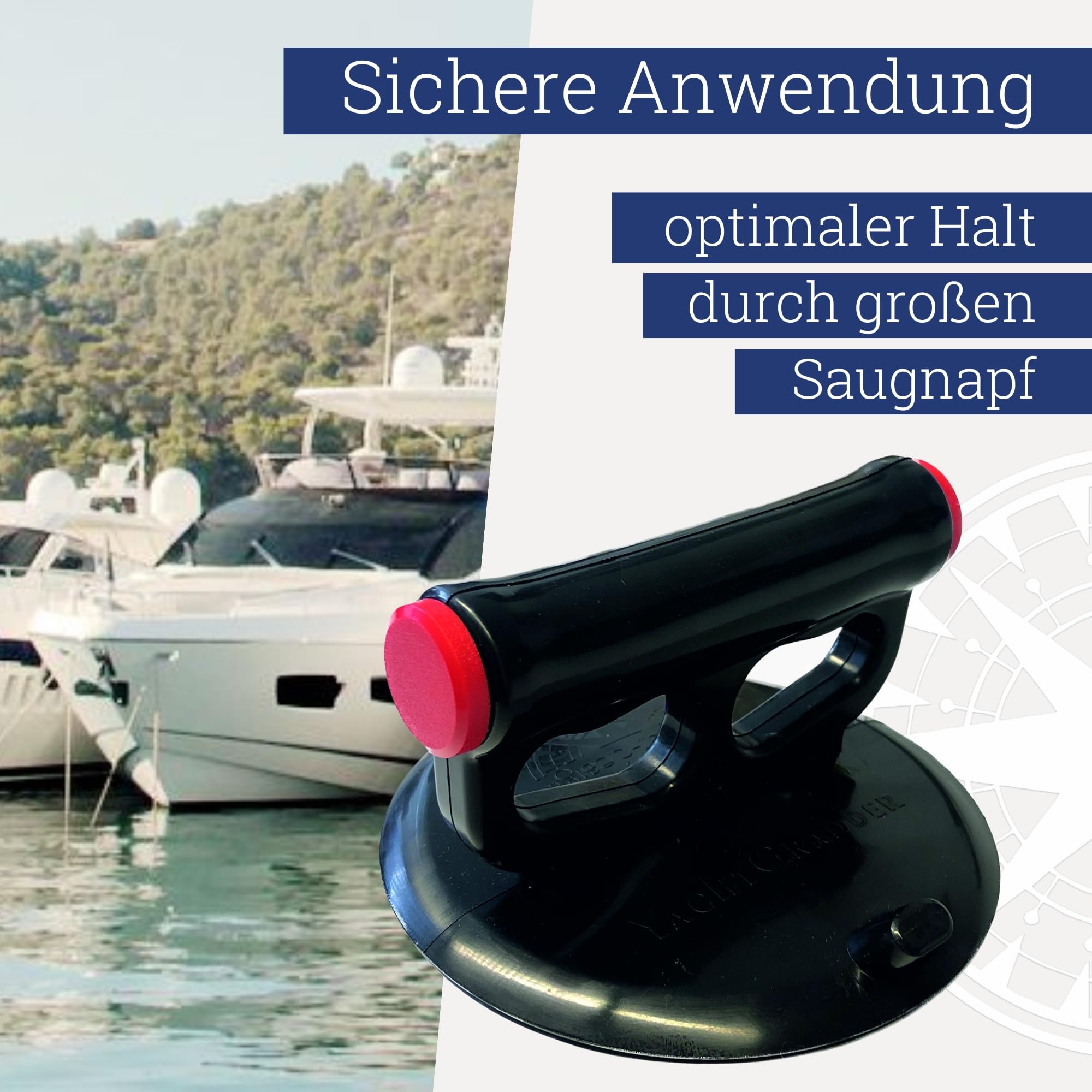YachtGrabber – innovativer, schwimmender und nur mit Einer Hand bedienbare Saugnapf für alle Arbeiten rund um das Boot