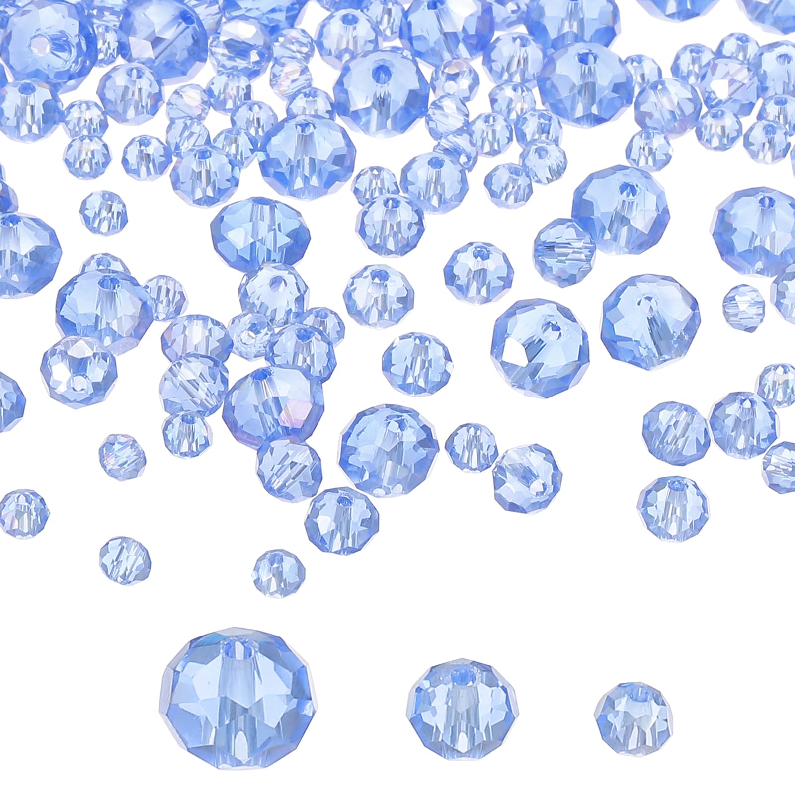 PATIKIL Rondelle Crystal Beads, 600Pcs 4-8mm Faceted Glass Loose Beads Briolette Shape Beads for Jewelry Making Bracelets Necklaces Earrings DIY Craft Projects, Blue Plating AB