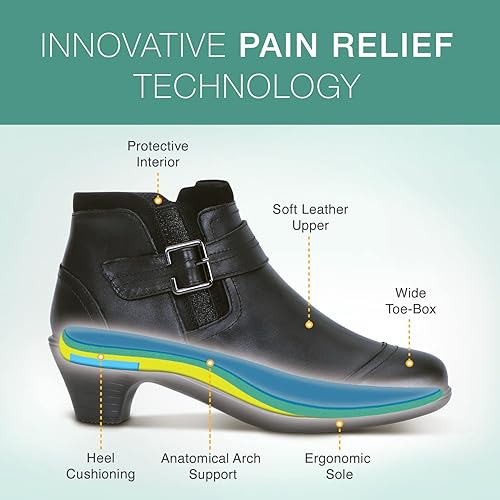 Miniatura 3 de Orthofeet Botas ortopédicas innovadoras para mujer, ideales para fascitis plantar, alivio del dolor de pies y talón. Pantuflas de soporte de arco,