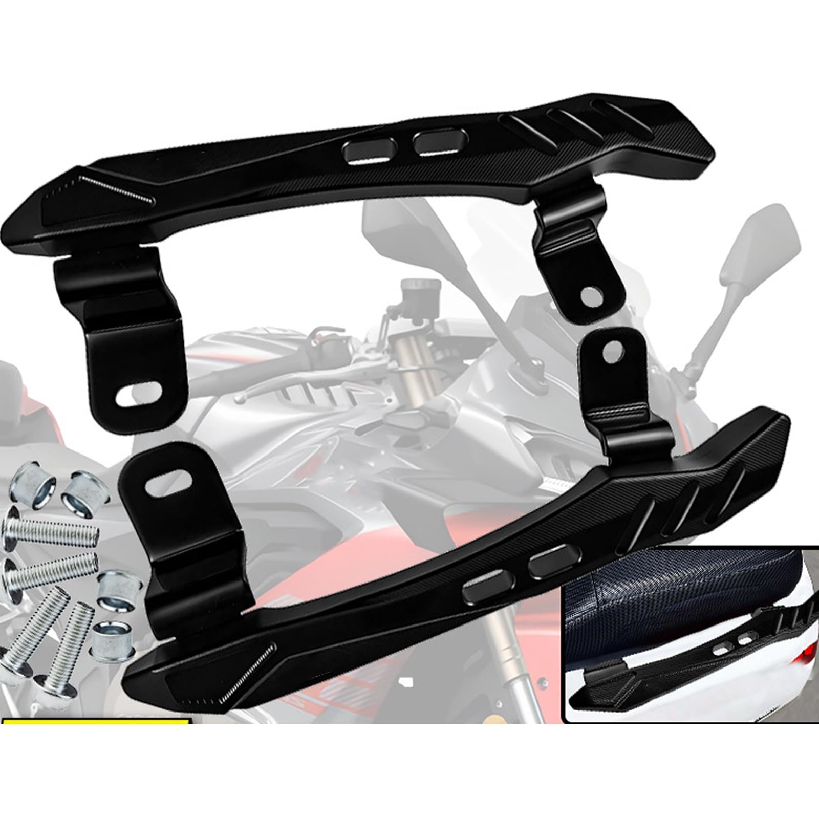 Maniglia posteriore anodizzata per moto YZFR3, nera | Alluminio lavorato con lunga durata per la pista generale del passeggero del motociclo, facile installare