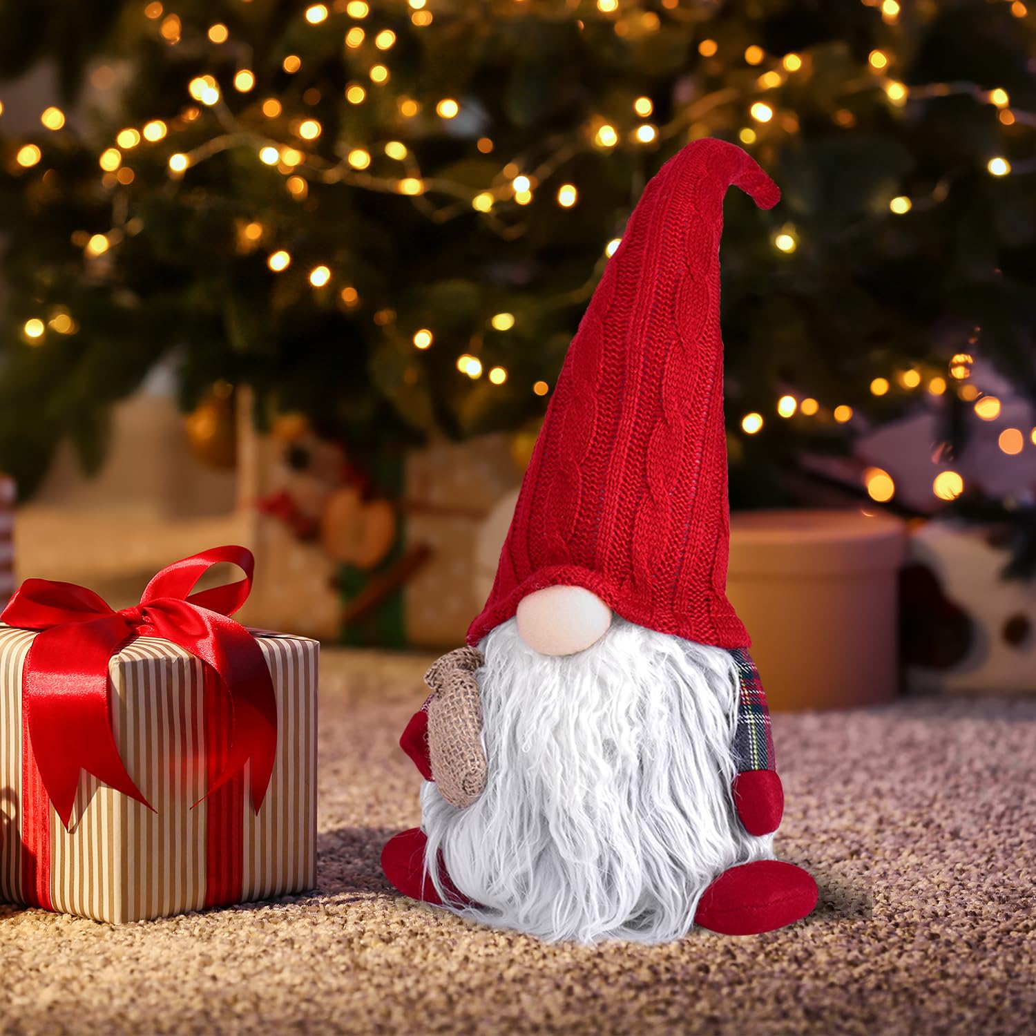 EKARSEN Gnomo di Peluche per Decorazioni Natalizie, Originale Tomte Nano Scandinavo Fatto a Mano, Regalo per Natale e Capodanno