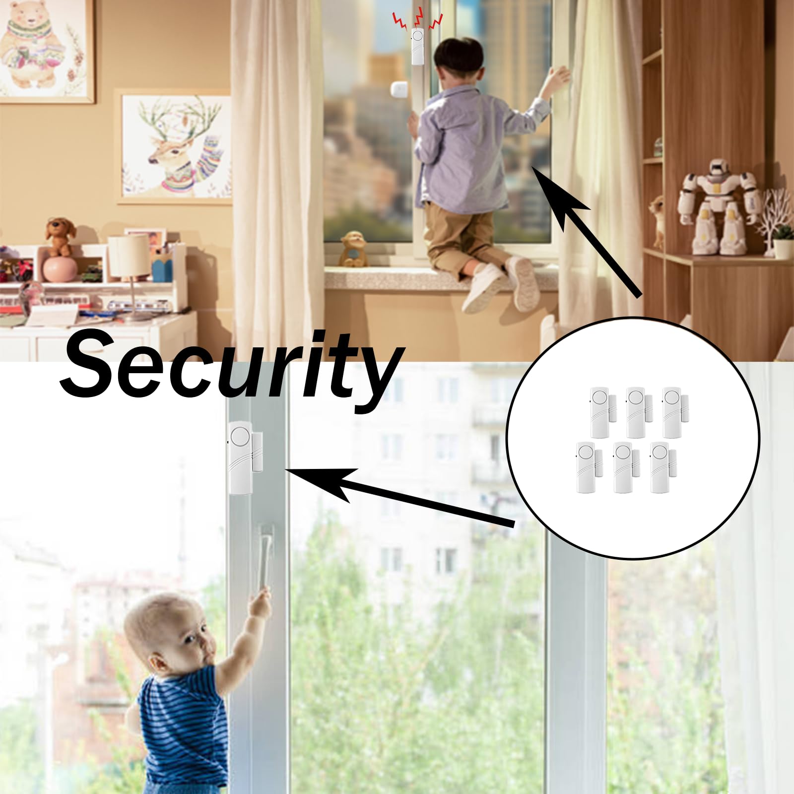 6 Stück Tür-/Fensteralarm, magnetischer Einbruchsalarmsensor, laute Türalarme für Kindersicherheit, DIY für die Sicherheit zu Hause, Büroschutz, Einkaufsgeschäft, AAA-Batterie