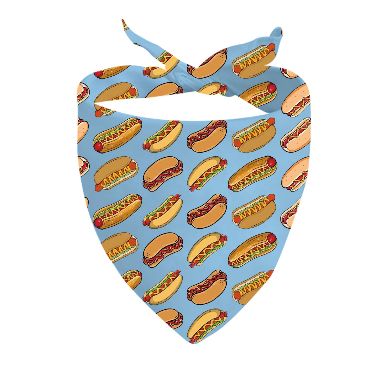 Bandana pour chien Hot Dog et Burgers imprimé bleu JXGZSO