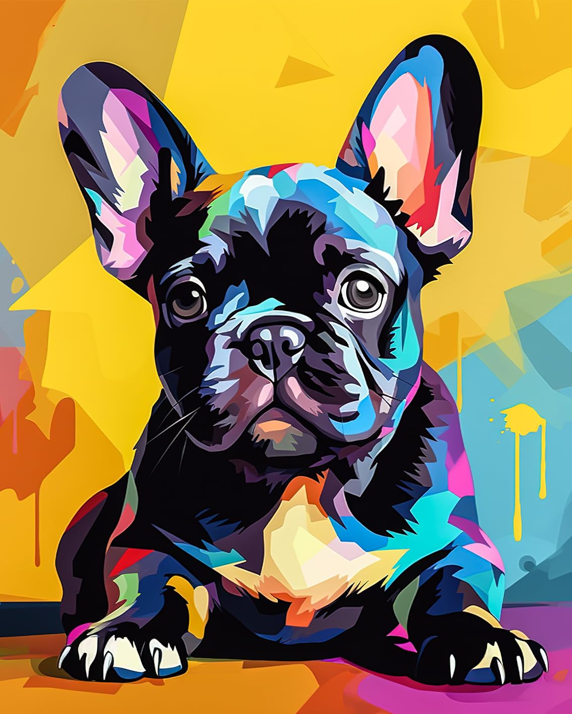 Rebotipy DIY Paint by Number Adorable French Bulldog Paint by Numbers for Adults Puppy Paint by Numbers Kids on Canvas Paint by Numbers Kit for Adults for Beginner Modern Decor Art 16x20 in