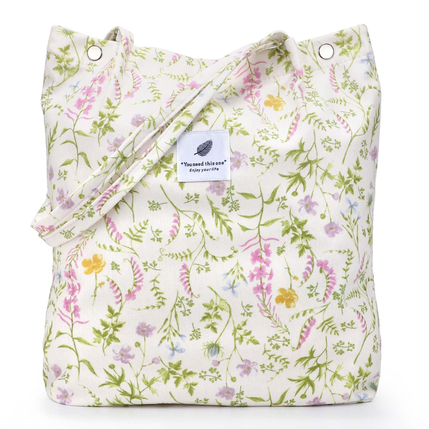 LHMTQVK Corduroy Tote Bags for Women, Large Capacity Tote Purse Reusable Grocery Shoulder Bag with Inner Pockets