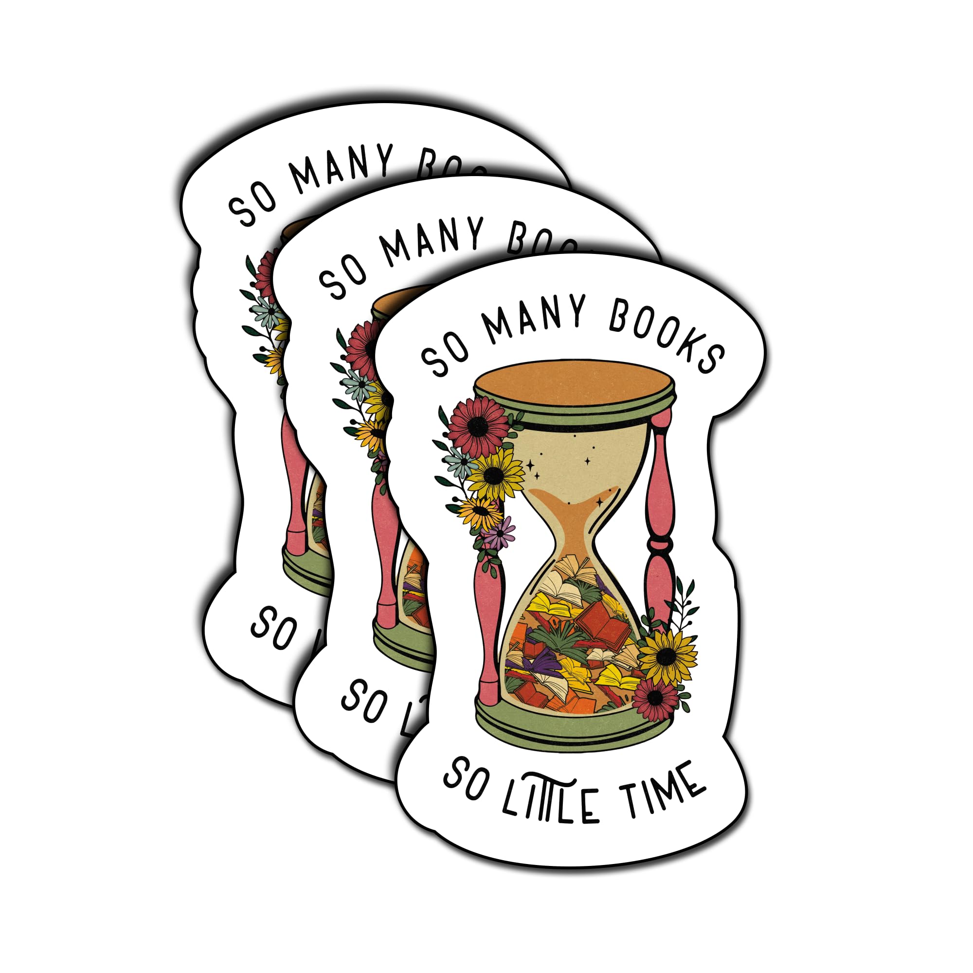 (3Pcs) So Many Books So Little Time Sticker Decorate Waterproof Vinyl Books Laptop Phone Water Bottles Kindle Decals Book Coffee Bookish Reading Stickers Gifts Books Lover Boys Girls Size 3"x1.8" inch