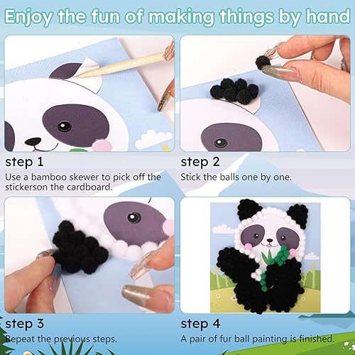 Miniatura 4 de iCraftine Kit de arte y manualidades con pompones para niños de 2, 3, 4, 5, 6 años - Fácil actividad artística para niños pequeños actividades