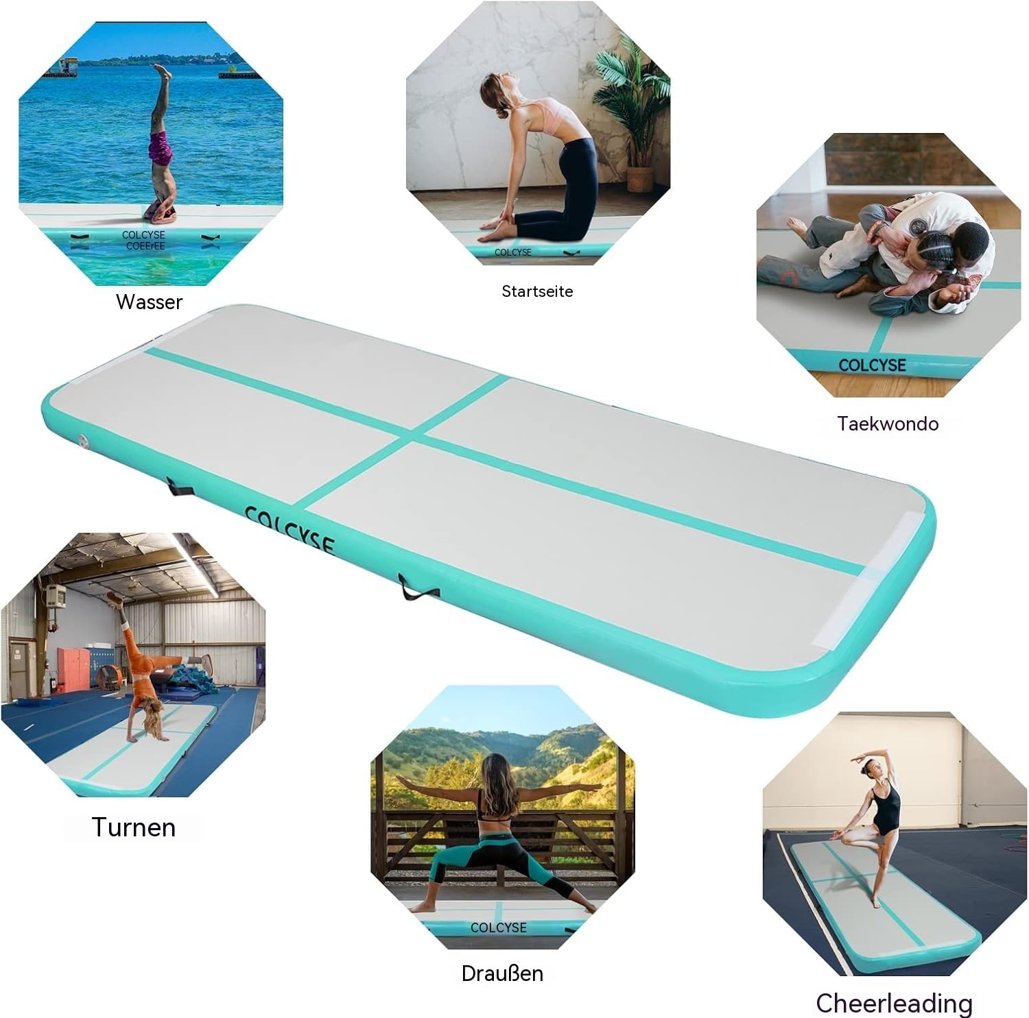 Air Mat, Track Tumbling Mat, 3/4/5/6 m Aufblasbare Gymnastikmatte, Gym Mat, Turnmatte & Fitnessmatte – Tragbar, Training zu Hause, im Freien & Camping