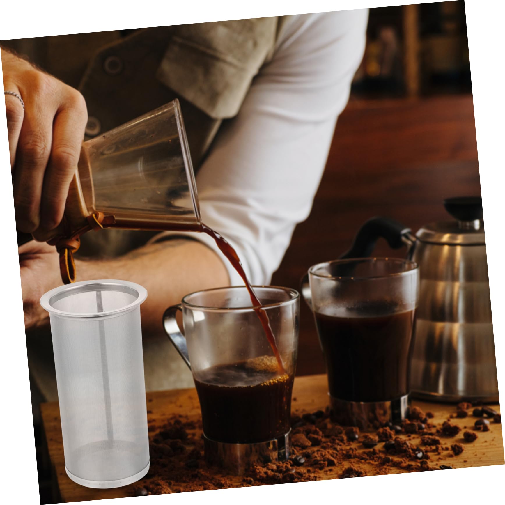 Cabilock Jar Filter Cold Brew Sturdy Wine Filter Barrel Stainless Steel Essential for Clean Tasting Coffee