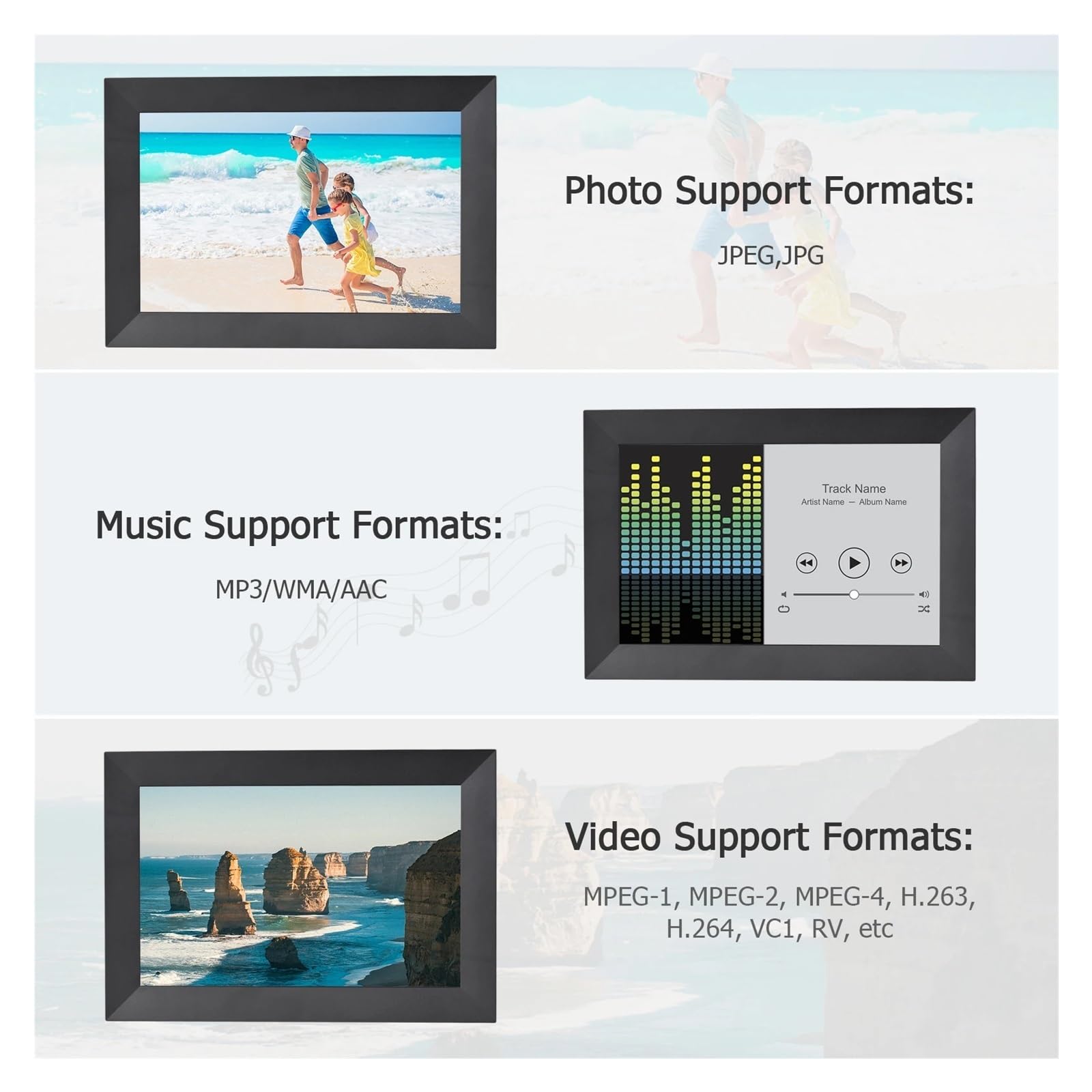 8-calowa Inteligentna Ramka Na Zdjęcia WiFi Cyfrowa Album Ze Zdjęciami Ekran Dotykowy IPS 1280 * 800 Zdjęcie 1080P Wideo 16 GB Pamięci Masowej WyjąTkowe WrażEnia Wizualne