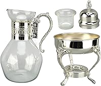 Vista 3 de Juego de tazas de café de vidrio vintage con tapa y taza, jarra de agua calentable para uso doméstico y oficina, 14 x 6.5 x 5.7 pulgadas, servicio