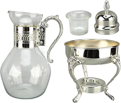 Miniatura 3 de Juego de tazas de café de vidrio vintage con tapa y taza, jarra de agua calentable para uso doméstico y oficina, 14 x 6.5 x 5.7 pulgadas, servicio