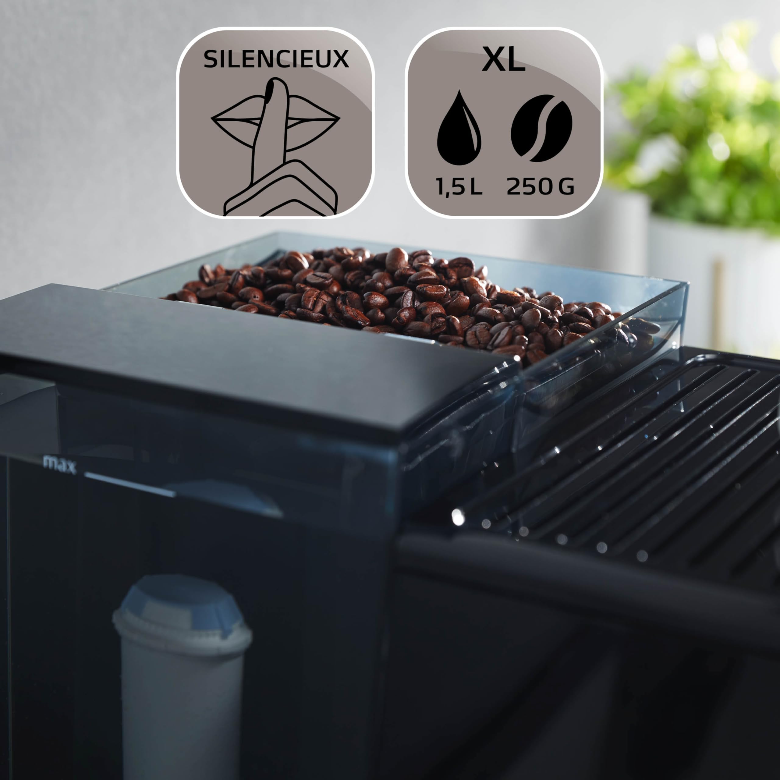 Melitta Avanza Grise, Machine à Café à Grain avec Broyeur et Système d'Extraction des Arômes, Silencieuse, Fonction Easy Cappuccinatore, Mode 1 à 2 Tasses, Automatique, F270-100, 1450W