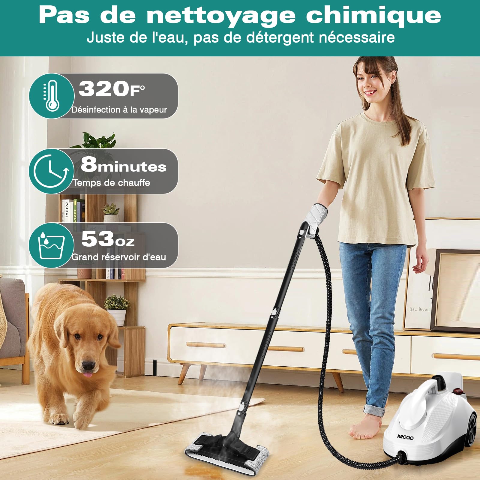 Nettoyeur vapeur multi-usages avec 23 accessoires, pour enlever le papier peint, le sol, les tapis, le canapé, les meubles rembourrés, la voiture, le carrelage, le rembourrage, la salle de bain