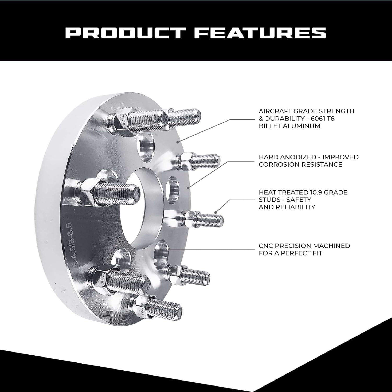 EZAccessory 2 Wheel Adapters 5x4.5 to 8x6.5 (5x114.3 to 8x165) Thickness 1 Inch