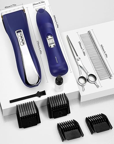 Miniatura 7 de abootoo Kit de aseo para perros 2 en 1, cortapelos de bajo ruido para abrigos gruesos y pesados, recortadora de patas de perro inalámbrica