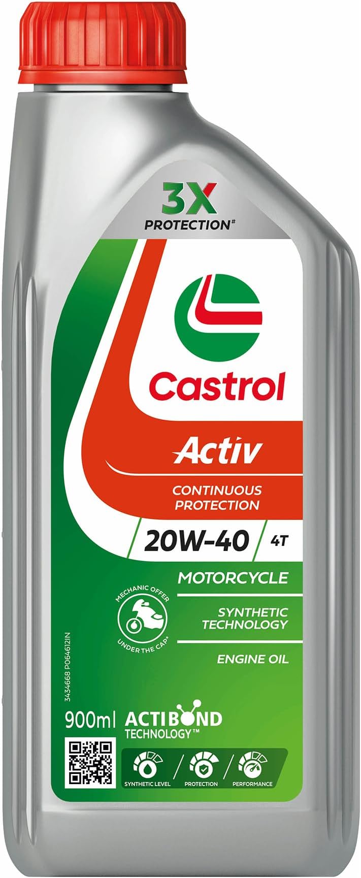 Castrol Activ 20W40 4T Synthetic Engine Oil for Bikes 900ML 3X