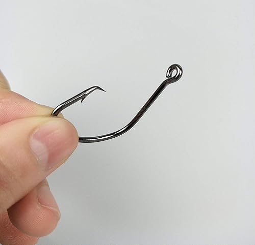 Miniatura 2 de YATROUYS 100 unidslote Ganchos circulares desplazados negro de acero de alto carbono pulpo ganchos de pesca ganchos de pescado ganchos de cebo