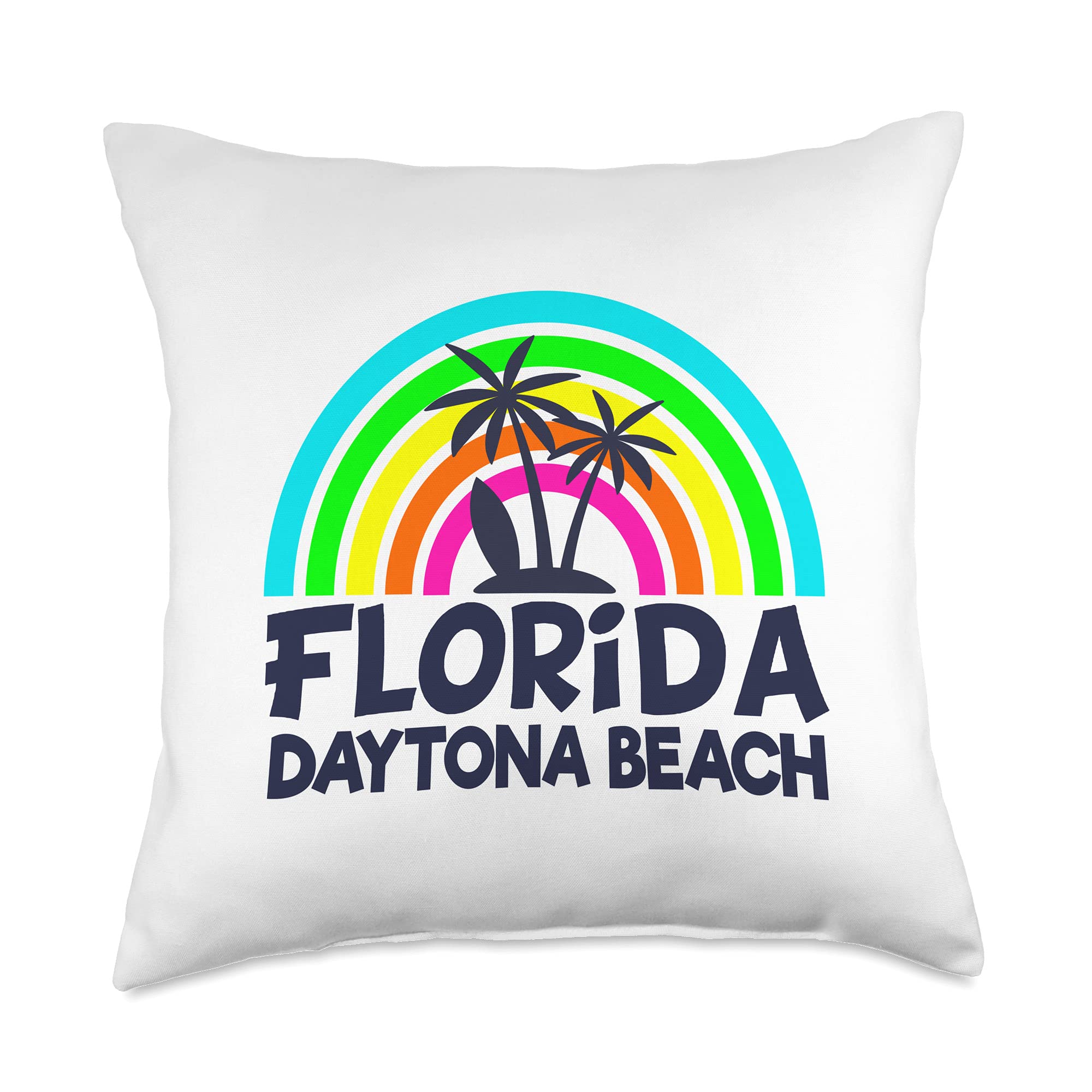 Daytona Beach Florida Fanzone FL Groovy Summer Daytona Beach Florida Stylish Throw Pillow, 18x18, Multicolor
