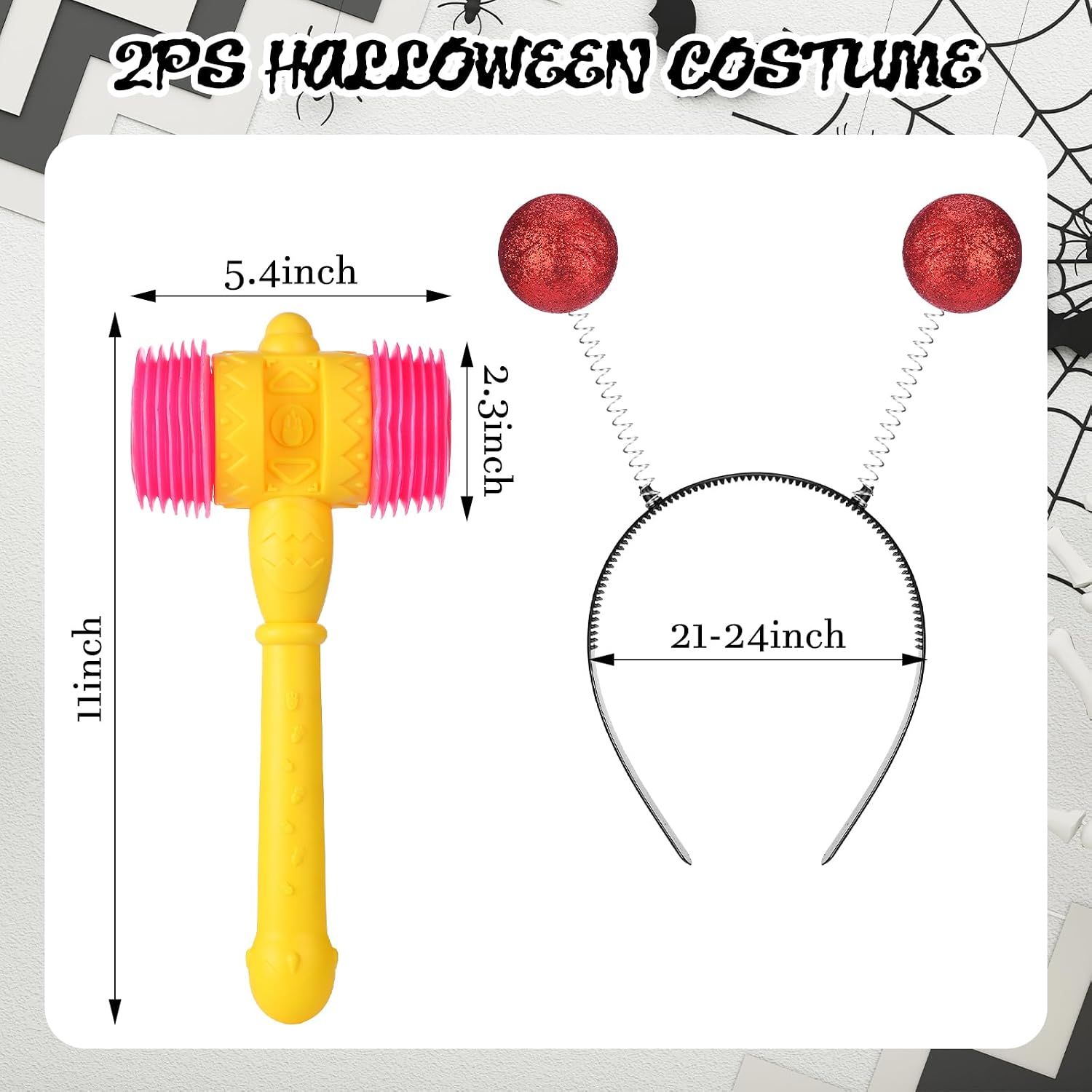 Mepase Halloween Martian Antenna Headband Squeaky Hammer Cosplay Accessory