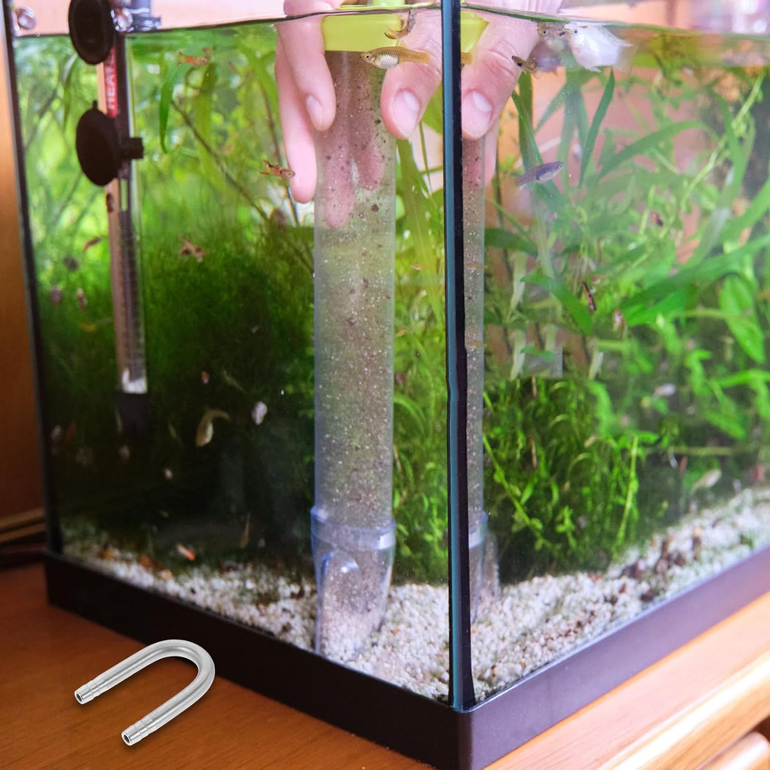 COHEALI Stainless Steel Aquarium U Shaped Tube Connector for Fish Tank Water Pipe Joint with Easy Installation and Leak Minimizing Design, Aquarium Accessory